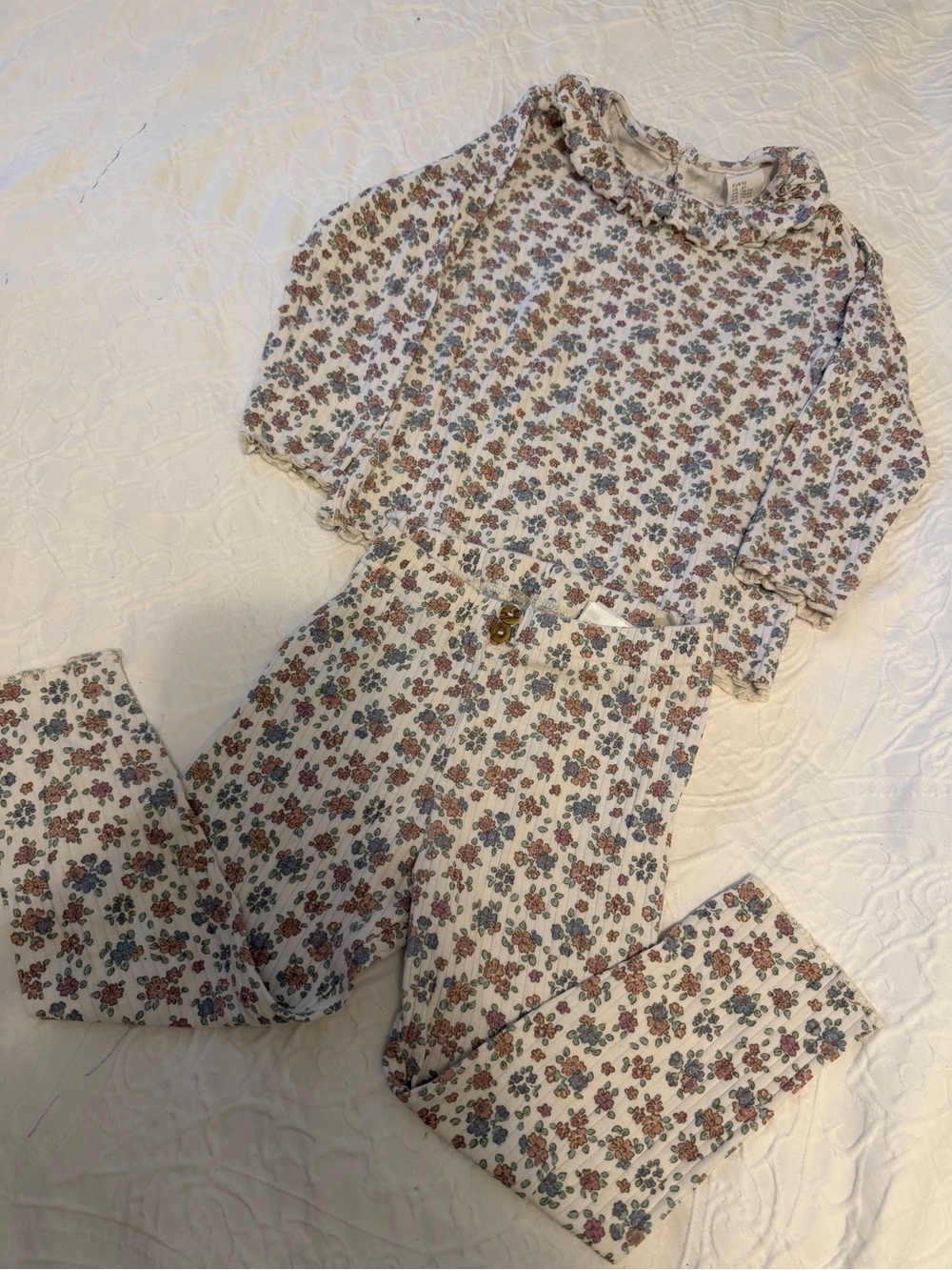 H&M Toddler Floral Ribbed Top & Pants Set | 1½–2 Years